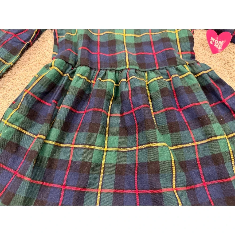 The Children's Place Girls Green Plaid Tartan Ruffle Hem Holiday Dress‎ Size 5/6